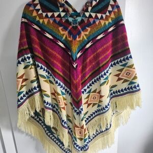 Colorful Geometric Pattern Poncho